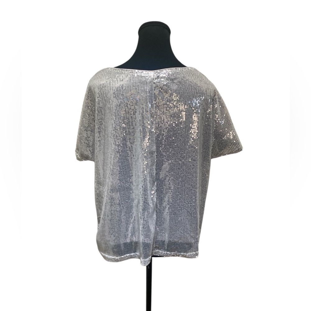 Silver Sequins Blouse GUC L - Picture 2 of 4